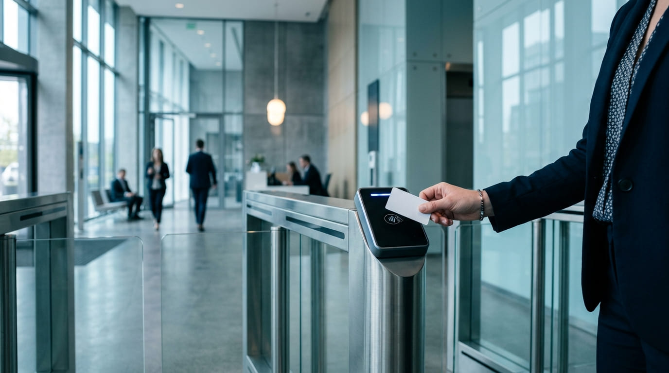 Badge RFID présenté sur un couloir rapide