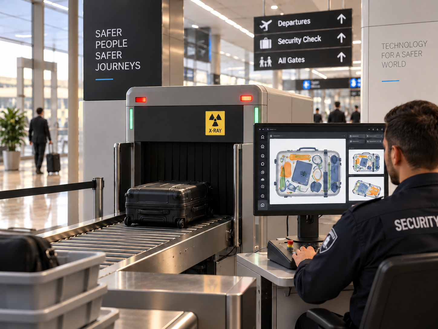 Scanner à rayons X analysant les bagages dans un terminal aéroportuaire