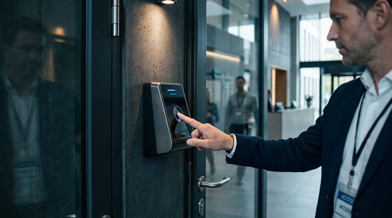 Lecteur biométrique d'empreinte sur une porte
